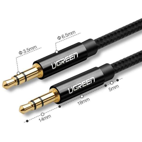 UGREEN AV112 AUX kabl 3.5mm 2m gold crni