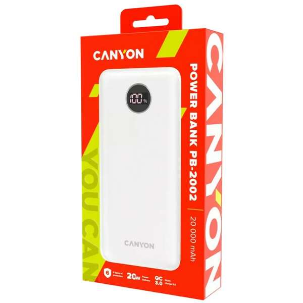 CANYON Power Bank 20000mAh 22.5W White CNE-CPB2002W