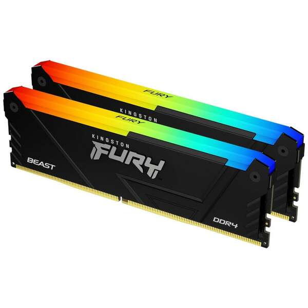 KINGSTON DIMM DDR4 32GB (2x16GB kit) 3200MT/s KF432C16BB12AK2/32 FURY Beast RGB Black XMP