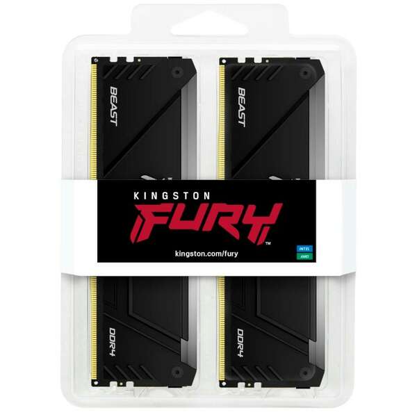 KINGSTON DIMM DDR4 32GB (2x16GB kit) 3200MT/s KF432C16BB12AK2/32 FURY Beast RGB Black XMP