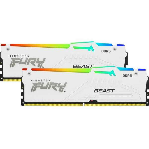 KINGSTON DIMM DDR5 64GB (2x32GB kit) 5600MT/s KF556C36BWEAK2-64 Fury Beast RGB White Expo