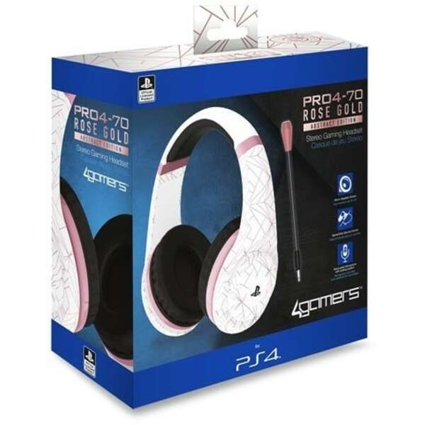 4GAMERS PS4 Rose Gold Edition Stereo Gaming Headset - Abstract White