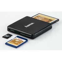 HAMA USB 3.0 Multi-Card Reader, SD / MicroSD / CF, Black