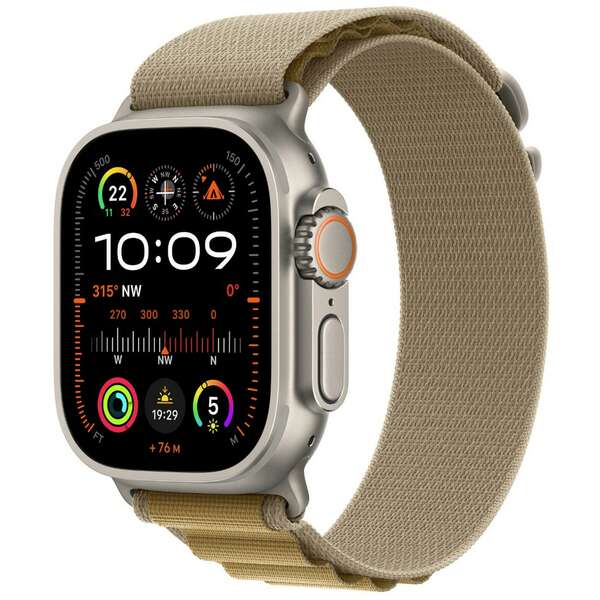 APPLE Watch 49mm Loop Tan Alpine Loop - Medium - Natural Titanium Finish mxn23zm/a