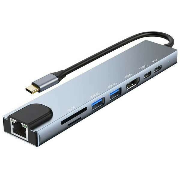 KETTZ KT-801G Type C 8/1 4K HDMI USB x 2, SD/TF Multiport 