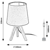 RABALUX Lychee, stona lampa E14, drveno postolje, bež abažur