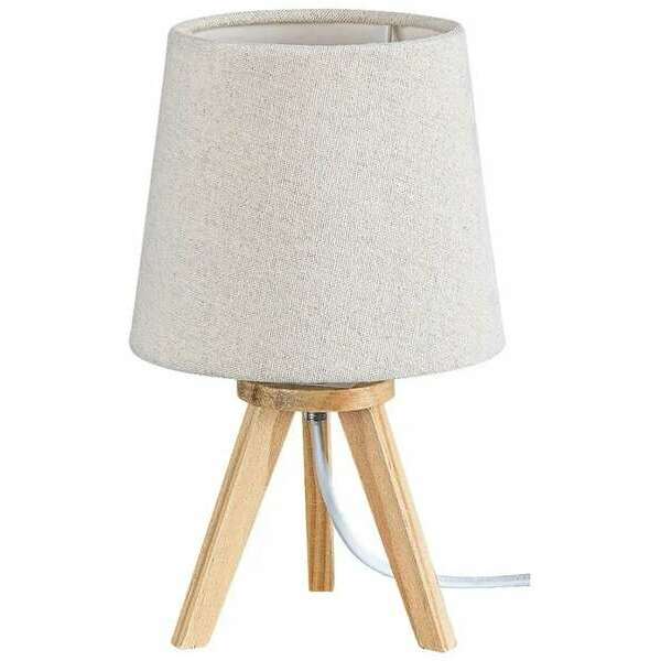 RABALUX Lychee, stona lampa E14, drveno postolje, bež abažur