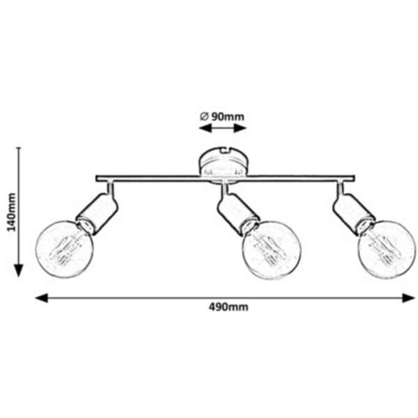 RABALUX Lamar, metal spot , E27 3xMAX 40W, mat crna
