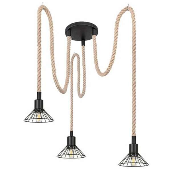 RABALUX Daryl, metal visilica 3xE27, crna sa kanapom