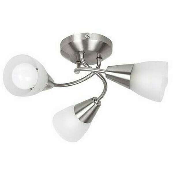 RABALUX Connor plafonska lampa, saten hrom/ opal staklo, E14