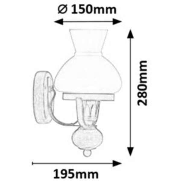 RABALUX Petronel zidna lampa E27 60W mat crno