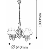 RABALUX Petronel  luster E27, 5x60W, crno