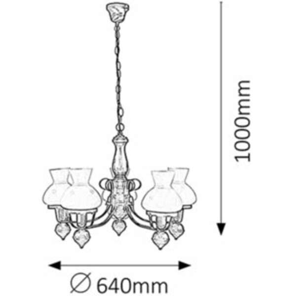 RABALUX Petronel  luster E27, 5x60W, crno