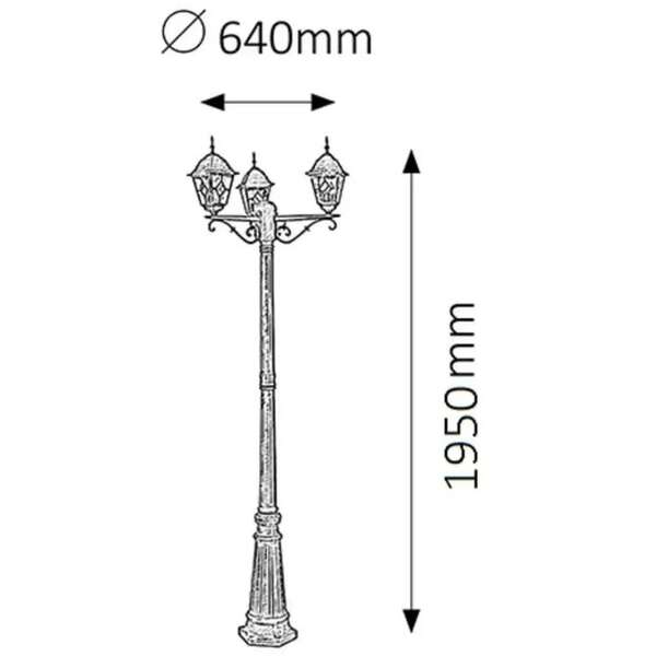RABALUX Monaco kandilaber, visina 195cm, 3xE27 staro zlato