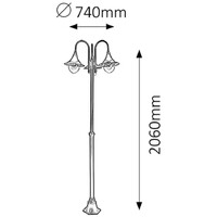 RABALUX Konstanz kandilaber, visina 2,2m 3x100W crno IP44