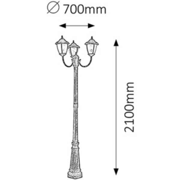 RABALUX Madrid kandilaber, visina 2,1m, 3x60W staro zlato IP