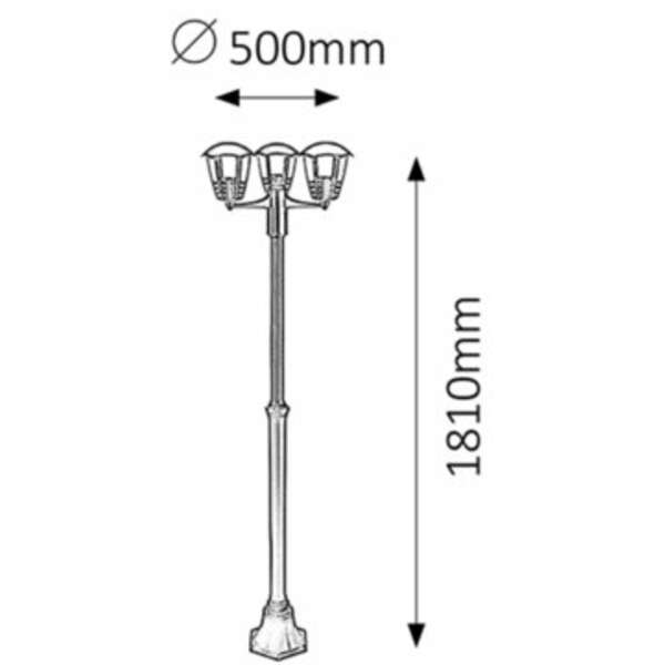 RABALUX Marseille spoljna staj.lampa E27 3x60W IP44 crna