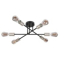 RABALUX Branwen,mat crna, satenska hromirana metalna plafonska lampa, E27 6x25W IP20