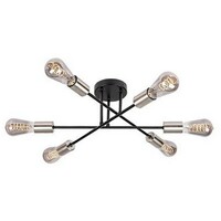 RABALUX Branwen,mat crna, satenska hromirana metalna plafonska lampa, E27 6x25W IP20