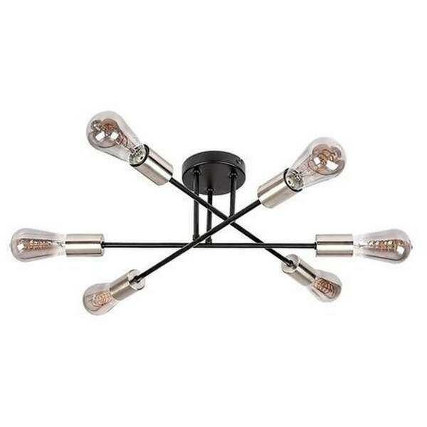 RABALUX Branwen,mat crna, satenska hromirana metalna plafonska lampa, E27 6x25W IP20
