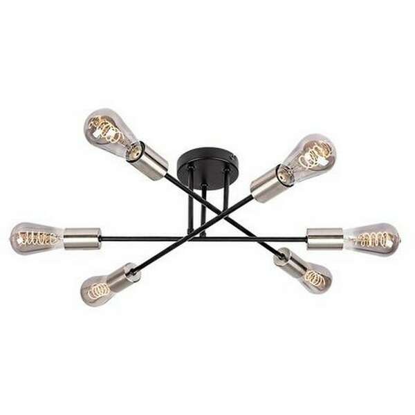 RABALUX Branwen,mat crna, satenska hromirana metalna plafonska lampa, E27 6x25W IP20