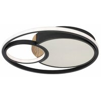 RABALUX Leola, LED plafonjera sa daljinskim, 81W, 3800lm, 3000-6000K, 48cm, dimabilna, memory i timer funkcija, metaln crna/drvo