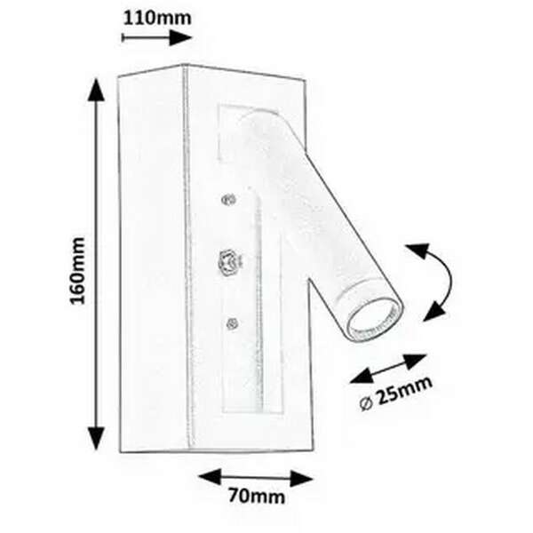 RABALUX Gello, zidna bela za citanje sa prekidacem LED 4W, 3000K