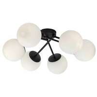 RABALUX Meduza, plafonska crna sa belim staklenim kuglama,  6xE14, 55x19cm