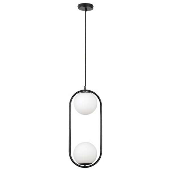 RABALUX Ghita, visilica 2xE27, metal crna/belo staklo, tekstilni kabal