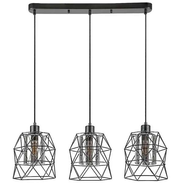 RABALUX Emrys, mat crna metalna visilica , E27 3x40W IP21