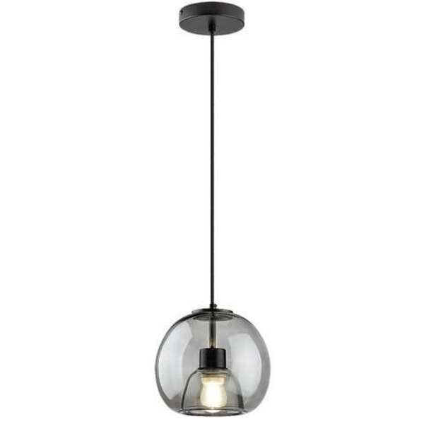 RABALUX Cameo, visilica 1xE27, metal crna/dimljeno staklo, tekstilni kabal, visina 100cm