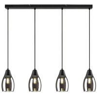 RABALUX Ilmari, visilica metal crna / dimljeno staklo, 4xE27, tekstilni kabal, visina 120cm, dužina 72cm