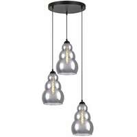 RABALUX Salvatore, visilica metal crna / dimljeno staklo 3xE27, visina 190cm, tekstilni kabal