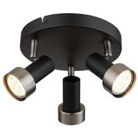 RABALUX Konrad, plafonska lampa, mat crna sa srebrnom metalnom abažurom, GU10 3x50W IP20