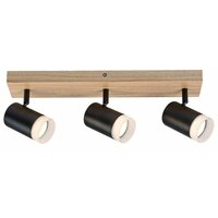 RABALUX Toras, drvena plafonska lampa sa metalnim crnim abažurom, GU10 3x5W IP22