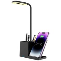 RABALUX Cerie, stona crna, wireless punjac za mobilni, dimabilna, LED 3000-6500K