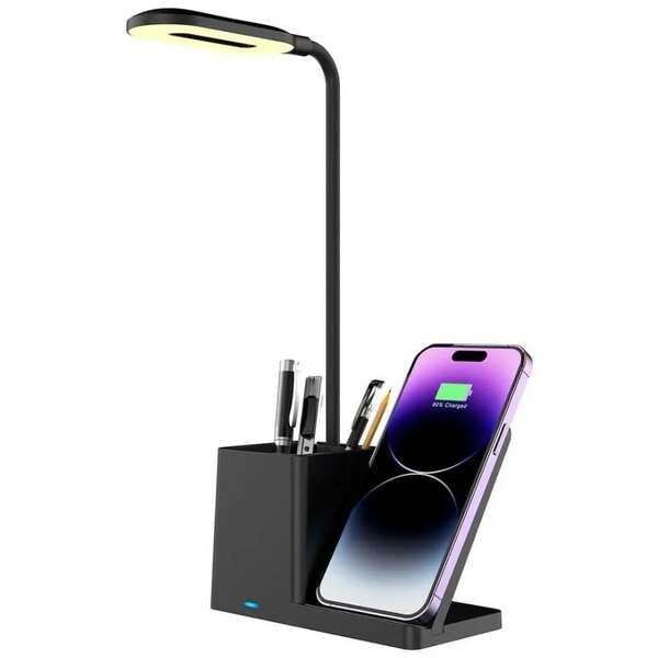 RABALUX Cerie, stona crna, wireless punjac za mobilni, dimabilna, LED 3000-6500K