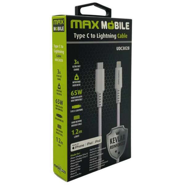 MAX MOBILE D.KABL LIGHTNING-TYPE C MFI KEVLAR 65W 1,2m W