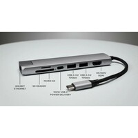 SATECHI 7-in-1 USB-C Slim Multiport Adapter with Ethernet Silver ST-P7SS HUB
