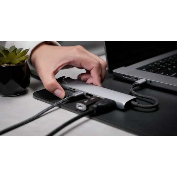 SATECHI 7-in-1 USB-C Slim Multiport Adapter with Ethernet Silver ST-P7SS HUB