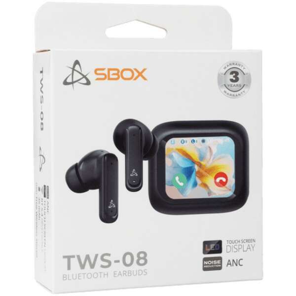 S-BOX EB TWS08 ANC Touch Display, Black