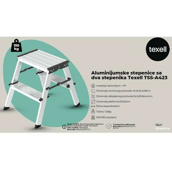 TEXELL Aluminijumske sa dva stepenika TSS-A423