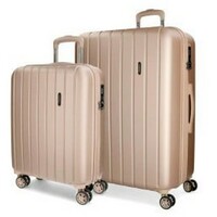 MOVOM WOOD ABS Set kofera 2 / 1 sa 4 dupla tockica sa mogucnoscu prosirenja roze zlatna