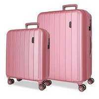 MOVOM WOOD ABS Set kofera 2 / 1 sa 4 dupla tockica sa mogucnoscu prosirenja roze