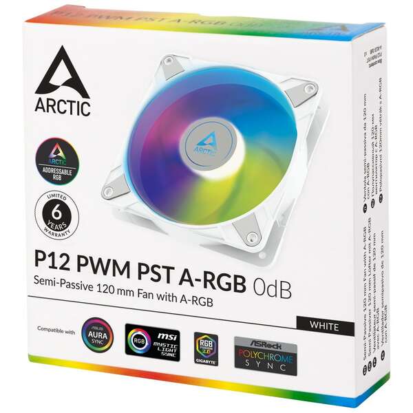 ARCTIC P12 PWM PST A-RGB ACFAN00254A 120mm White