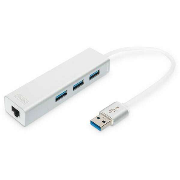 DIGITUS USB hub 4 3.0 porta + Lan adapter