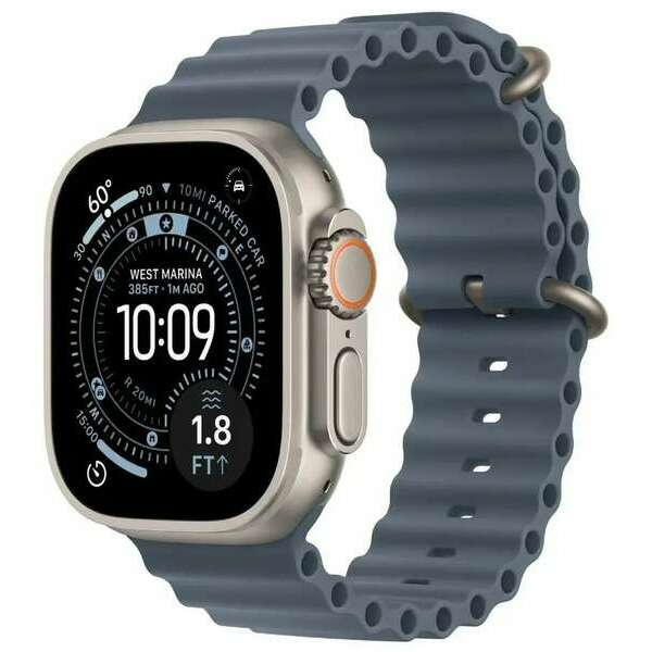 APPLE Watch Ultra 3 Cellular 49mm Natural Titanium Case with Anchor Blue Ocean Band mewh4se/a