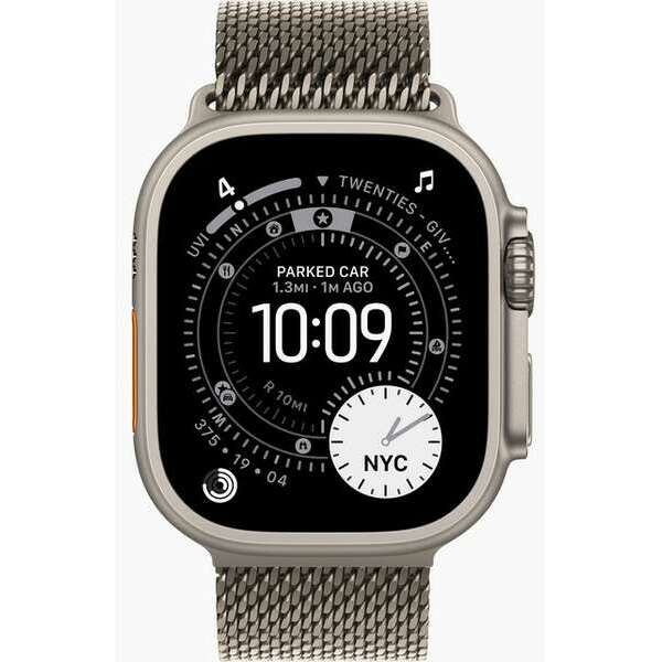 APPLE Watch Ultra 3 Cellular 49mm Natural Titanium Case with Natural Titanium Milanese Loop - Large mf0e4se/a