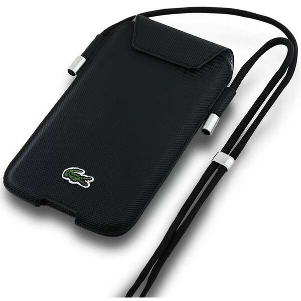 LACOSTE Leather Wallet Phone bag Black