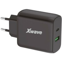 X WAVE GaN65w-AC 65W USB-A + USB-C, Crni